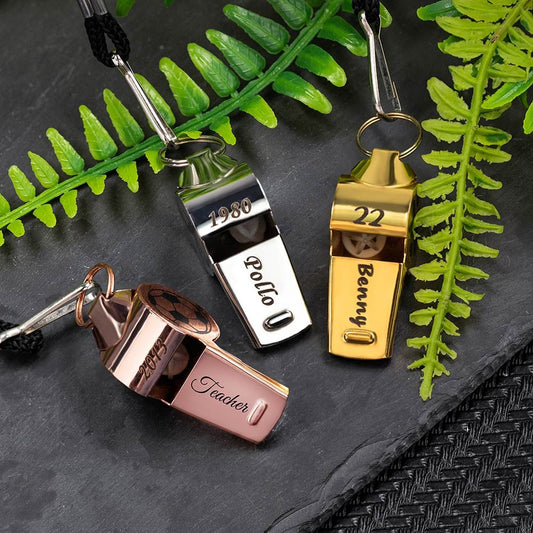 Personalized Whistle Necklaces, Engraved Stainless Steel Whistle Necklaces, Outdoor Whistle Necklaces, Teacher/Coach/ Sports Referee Gifts