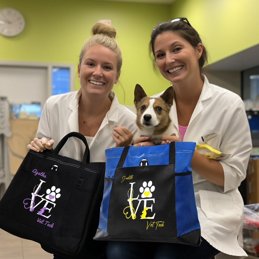Personalized Veterinary Technician Tote Bag, Customizable Pet Tote Bag for Work, Gift for Vet Tech Week, Dog Tote Bag, Dog Mom Gifts for Women