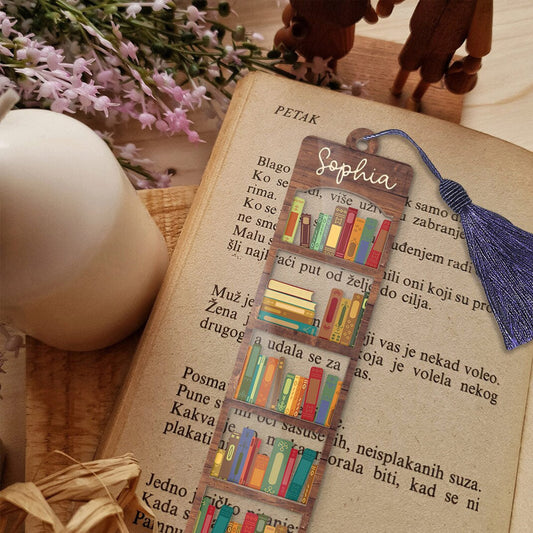 SHIPPING Personalized Name Bookshelf Bookmark, Bookmark Gift For Her, Gift For Book Lovers, Bookworm Gift