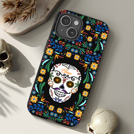 Personalized Multiple Designs Day of the Dead Floral Skull Phone Case,Custom Name, iPhone, Pixel, Samsung