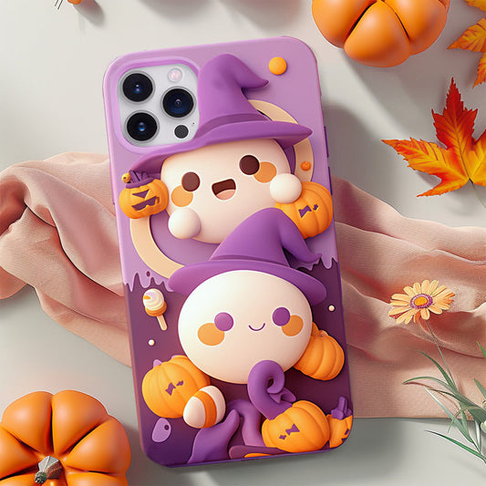 Halloween Ghost and Pumpkin Phone Case,iPhone,Samsung,Google Pixel