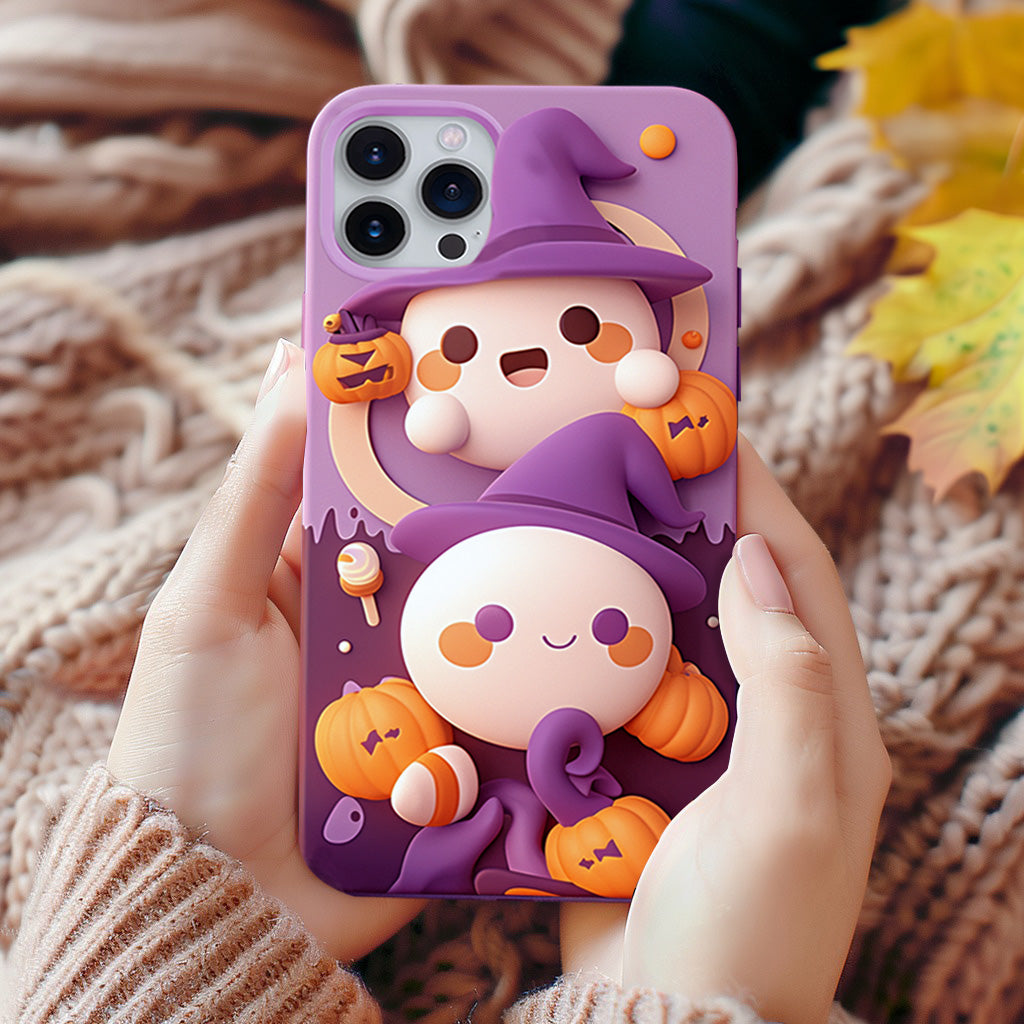 Halloween Ghost and Pumpkin Phone Case,iPhone,Samsung,Google Pixel