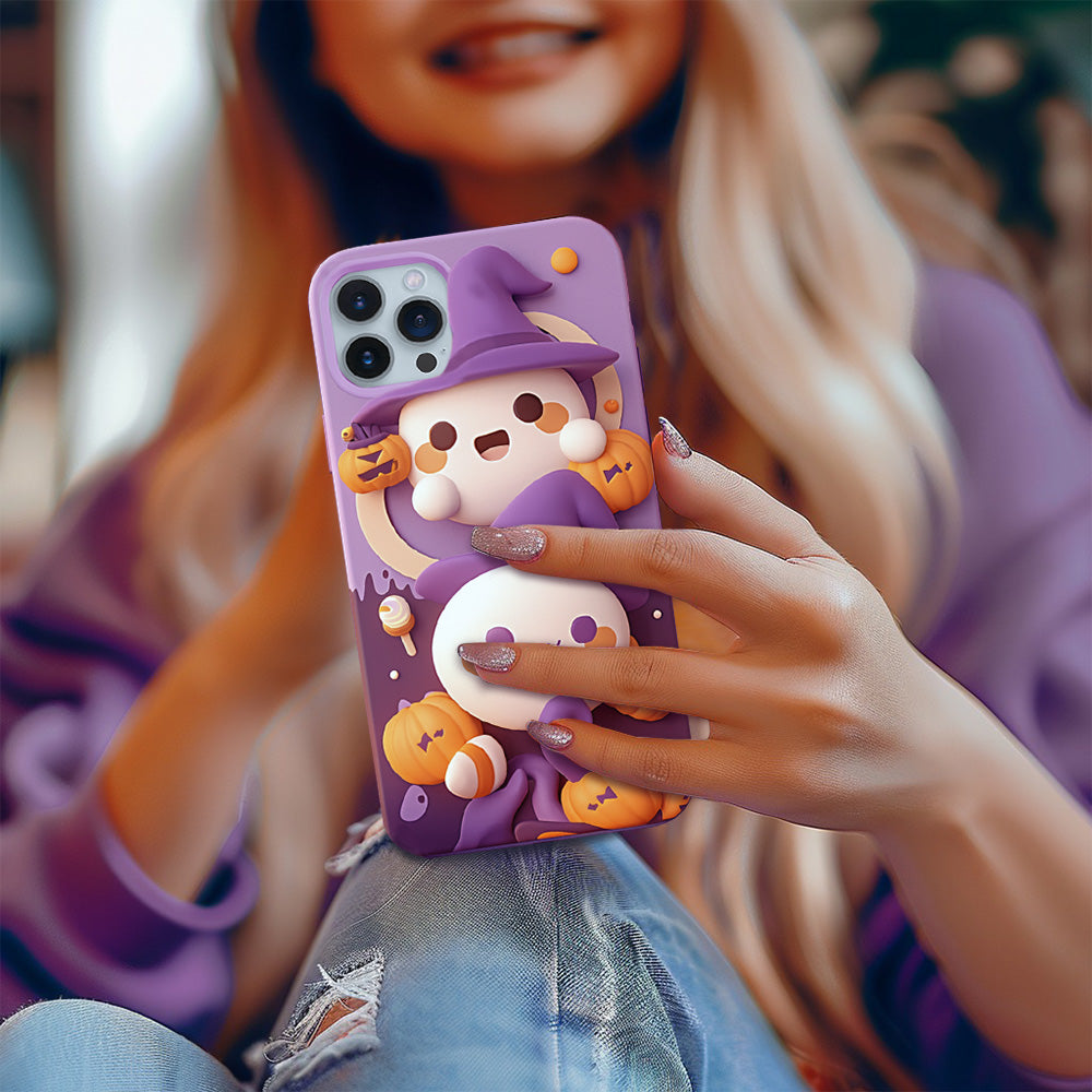 Halloween Ghost and Pumpkin Phone Case,iPhone,Samsung,Google Pixel