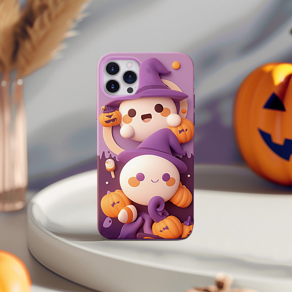 Halloween Ghost and Pumpkin Phone Case,iPhone,Samsung,Google Pixel