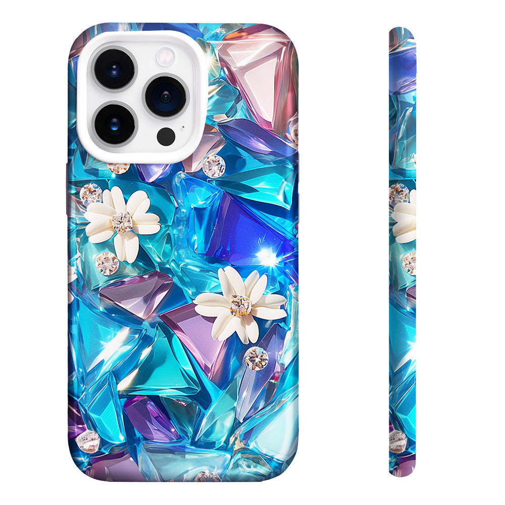 Floral Gemstone Mosaic Style Phone Case, Multiple Styles Available for iPhone, Samsung Galaxy, Google Pixel