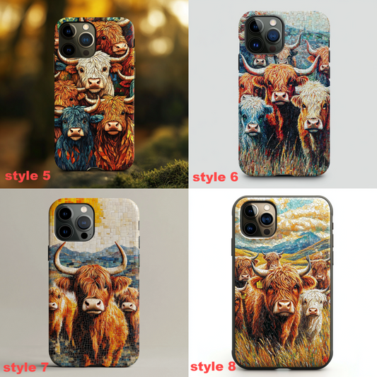 Highland Cow Phone Case,Cute Farm Animal Design, Multiple Styles Available for iPhone, Samsung Galaxy, Google Pixel, Xiaomi