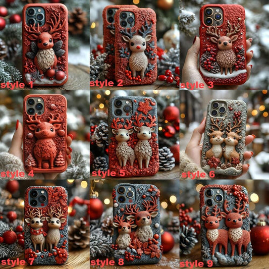 Winter 3D Reindeer Phone Case,Festive Christmas Design for iPhone, Samsung Galaxy