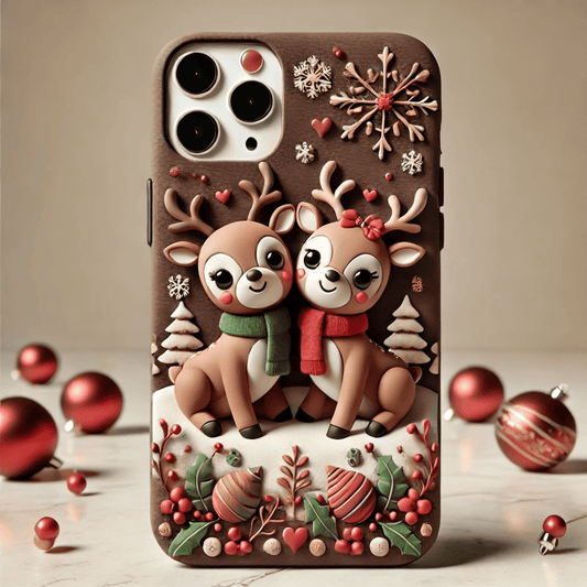 Christmas Reindeer Phone Case,Multiple Reindeer Winter Design for iPhone, Samsung Galaxy, Google Pixel, Xiaomi