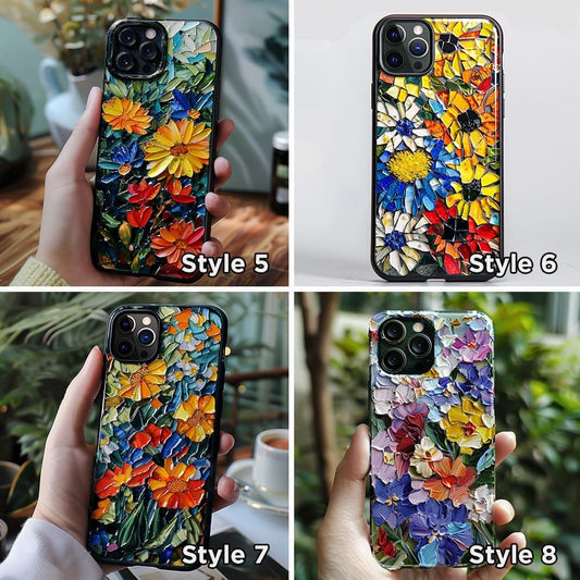 Flower Oil Mosaic Style Cell Phone Case,Multiple Designs for iPhone, Samsung Galaxy