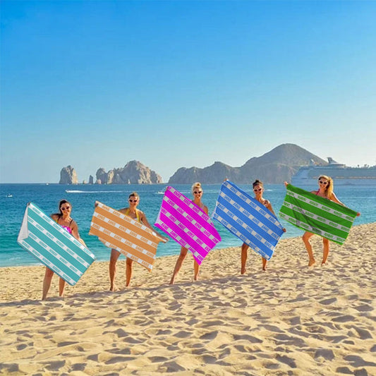 Custom Name Classic Stripe Beach Towel, Quick Dry Microfiber Bath Towel, Vacation/Sunbathing/Beach/Spa/Pool Party Favor, Gift for Kids/Family/Friends