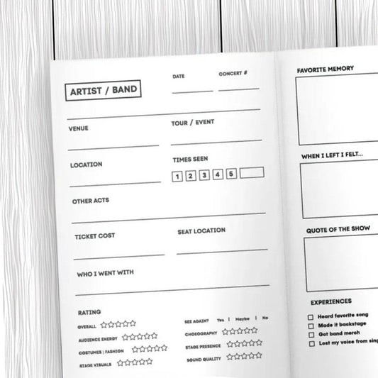 Concert Journal Track Favorite Concerts