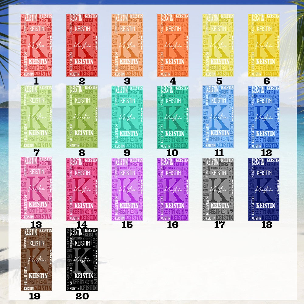 Custom Initial & Name Beach Towel, Quick Dry Microfiber Bath Towel, Vacation/Beach/Pool Party Favor, Travel Essential, Gift for Family/Kids/Friends