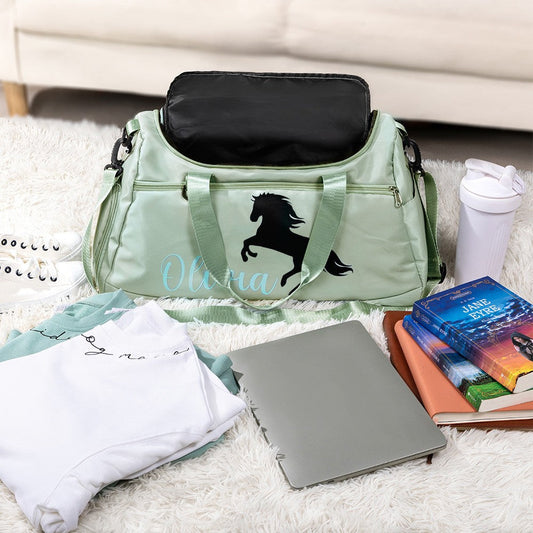 Personalized Horse Riding Bag for Women, Sports Equipment Bag, Girls Travel Duffel Bag, Horse Grooming Bag, Mountain Bicycle/Bike Accessories