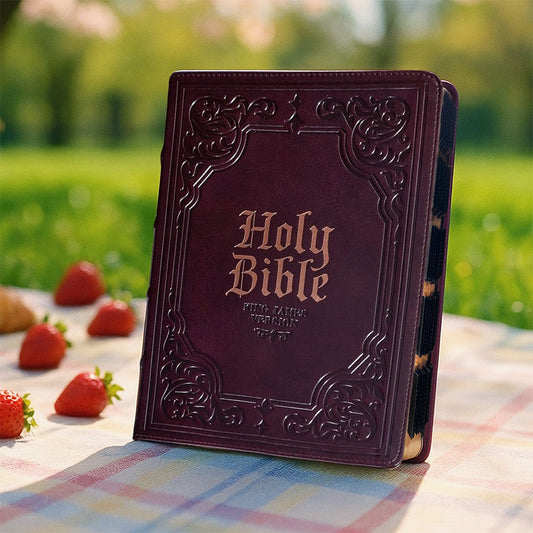 KJV Holy Bible, Giant Print Full-size Faux Leather Red Letter Edition - Thumb Index & Ribbon Marker, King James Version, Dark Brown (KJV Full Size GP Editions)