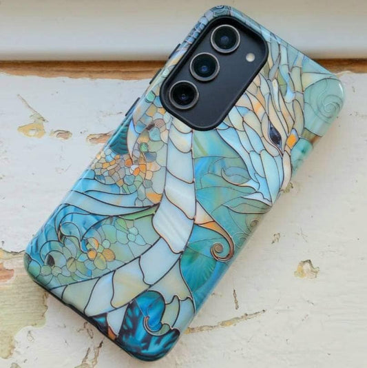 Dragon Stained Glass Design Phone Case for Samsung Galaxy S24, S23, S22, S21, S20 Plus, Ultra, Dragon Lover Gift