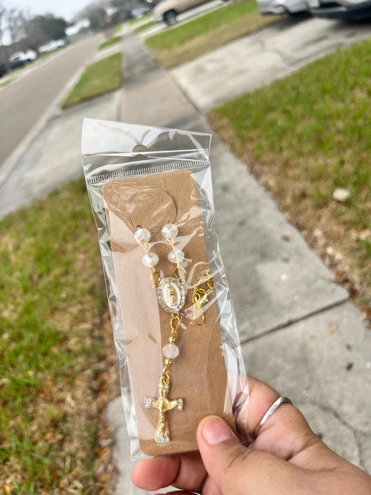 Religious Gift Idea Handmade One Decade Car Rosary for rearview mirror