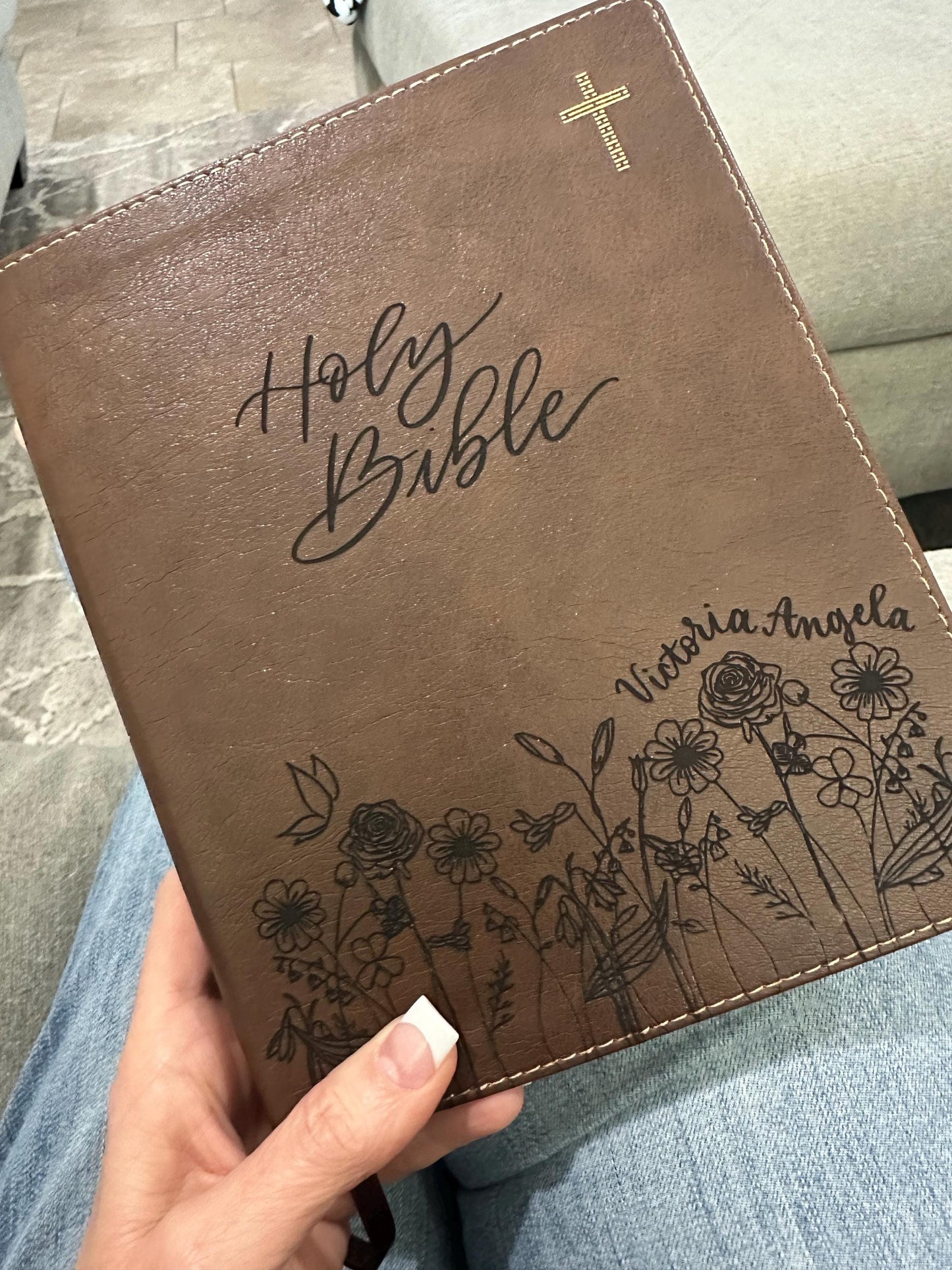 PERSONALIZED NIV Journaling Bible - Grass and Flowers - Add Your Name - CUSTOM