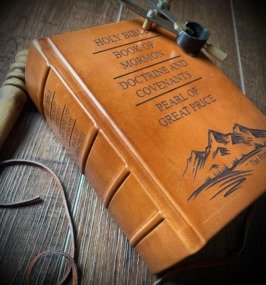 LDS Quad Leather Book of Mormon Triple Combination Holy Bible Leather LDS Scriptures Gift for Missionary Gift Called to Serve Come Follow Me