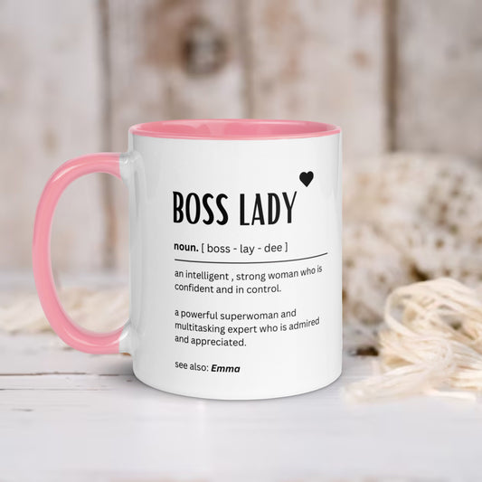 Personalised boss lady mug - Gifts for boss female - Boss definition - Funny gift ideas for office bestie - Promotion congratulations