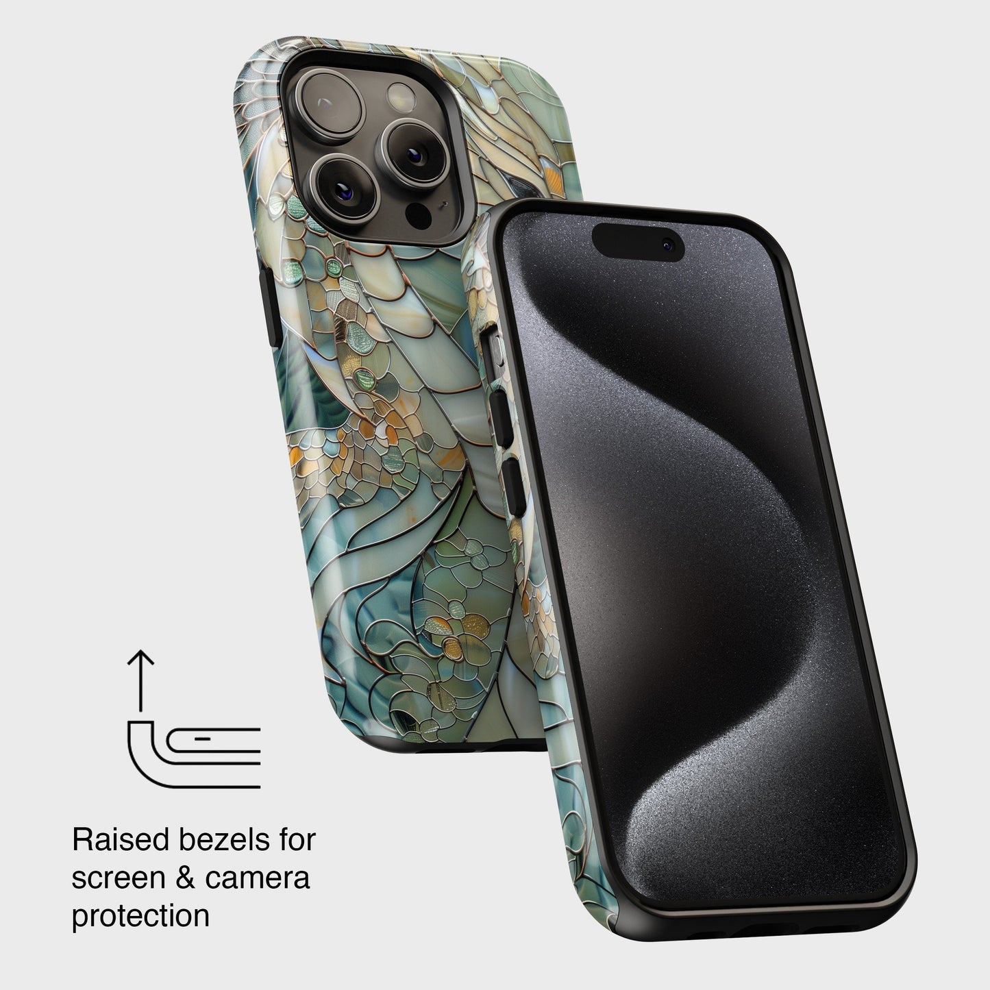Dragon Stained Glass Design Phone Case with Magsafe for iPhone 15, 14, 13, 12, 11, XR, XS, Pro, Max, Mini, Dragon Lover Gift