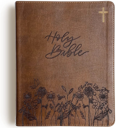PERSONALIZED NIV Journaling Bible - Grass and Flowers - Add Your Name - CUSTOM