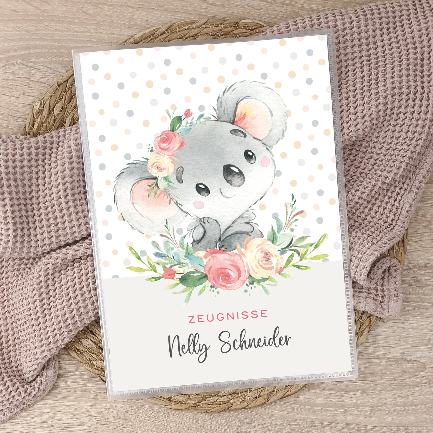 Personalized certificate folder animals, school start gift idea school child, school enrollment
