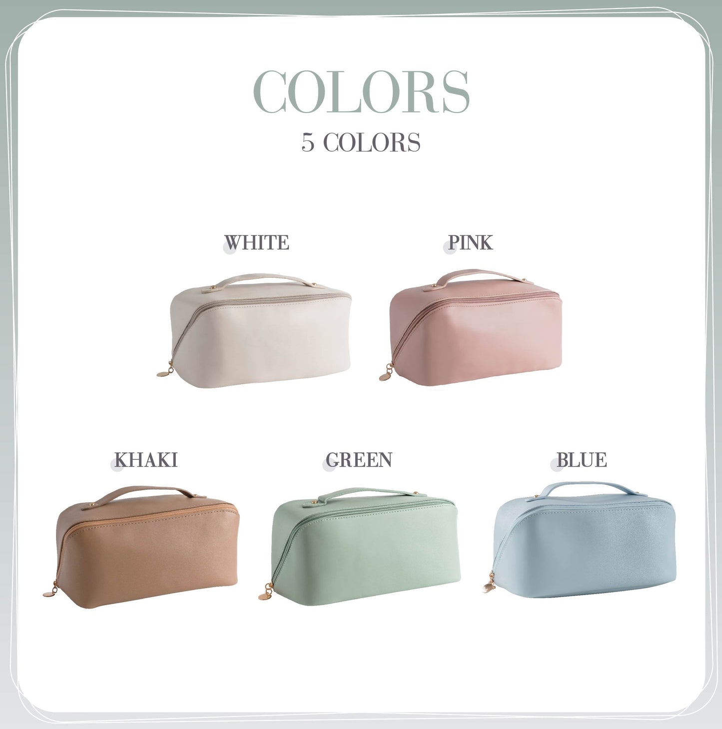 Personalized Embroidery Name Leather Makeup Bag, Large Capacity Cosmetic Bag with Zipper, Travel Accessories, Bridal Party Favor for Bridesmaids/Her