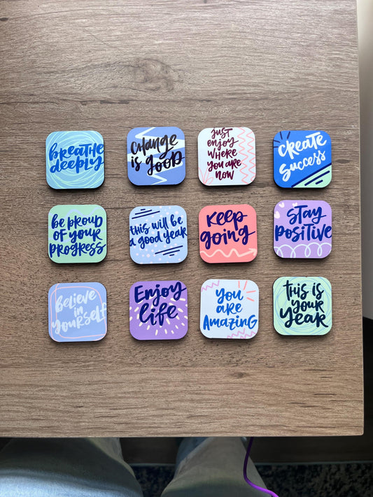Confidence Pack Set of 12, Cute Magnets with Positive Messages, Gifts for Friends, Gift for Teachers, Positive Gift for Women
