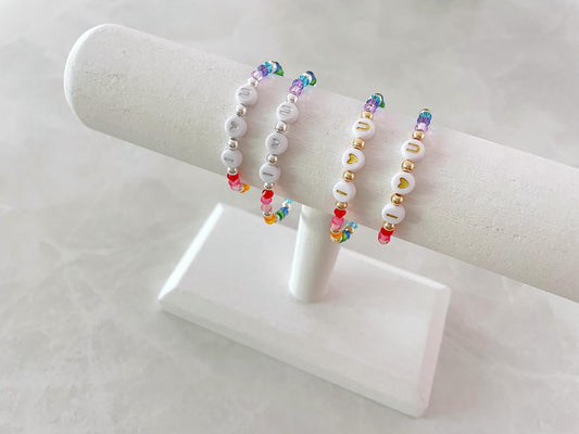 first day of school bracelet set | kindergarten bracelet | mommy and me bracelet | rainbow bracelet | preschool bracelet | kids bracelet