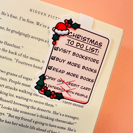 Magnetic Bookmark, Christmas to-do, read long holiday, Kindle Handmade Bookmark,