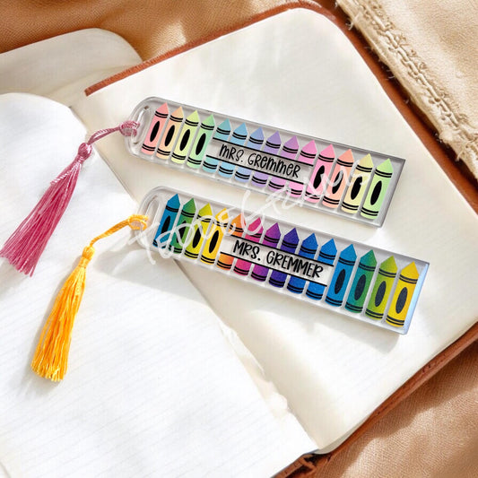 Personalized Teacher Bookmark Gift, End of Year Gift, Crayon Bookmark, Personalized, Christmas Teacher Gift, Teacher Appreciation Gift