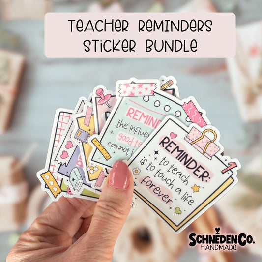 Teacher Reminders Sticker Bundle Pack, Cute Vinyl Teacher Stickers, Kindle Laptop Stickers, Journaling Stickers, Teacher Appreciation Gifts