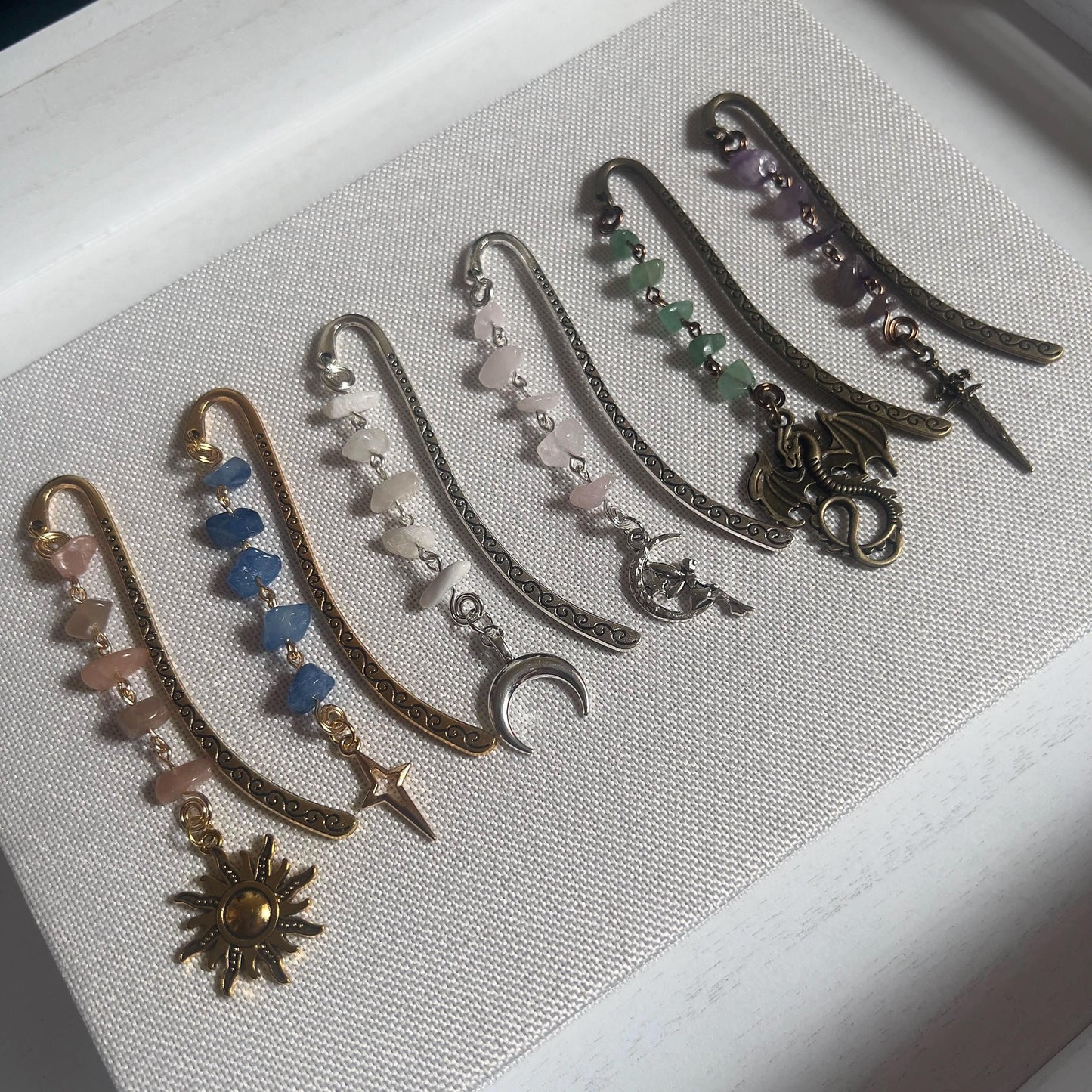 Crystal Hook Bookmark | Dragon | Fairy | Sun and Moon Bookmark | Fantasy Bookmark | Wire Bookmark | Gifts for Readers | Custom Bookmark