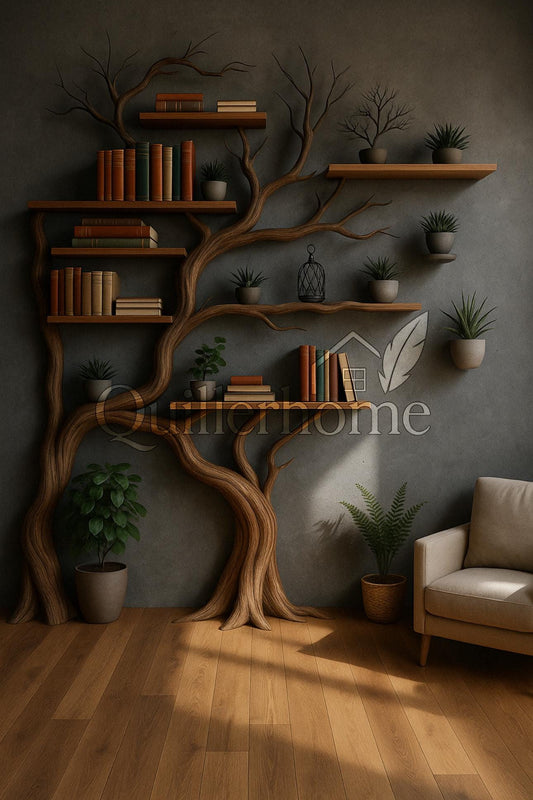 Tree Bookshelf Wall-Mounted | Handmade Wooden Branch Shelf | Nature-Inspired Bookcase | Custom Rustic Wall Decor | Unique Tree Shelf