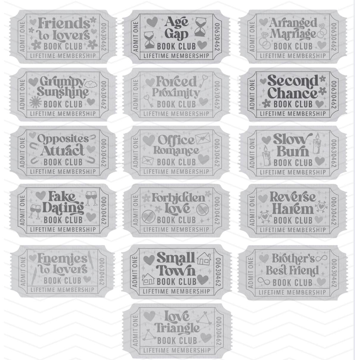 Bookish Ticket | Bookclub Ticket | Bookshelf Decor | Bookish Decor | Romance Books | Bookworm | Book Lover