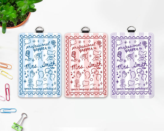 Custom Teacher ID Badge Holder, Teacher Gifts, Back To School Gift, Speech Therapy Gift, SLP, Lanyard Accessories, Teacher Appreciation Gift