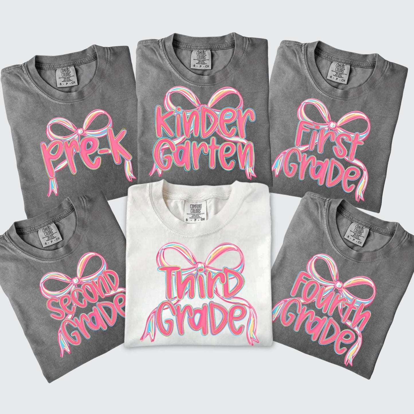 Teacher Grade Crew Bow Shirt Back to School Girl T-Shirt Pastel Neon Grade Shirt Cute Grade Level Tee for Girls Back to School Outfit 2025T