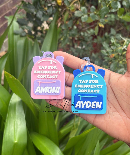 Custom Backpack Emergency Contact Keychain – Personalized Name Tag for Kids, NFC Tap for Emergency Info, Back to School Safety ID Tag