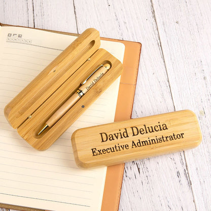 Pen & Case Sets with Gift Box, Custom Engraved Name Wooden Ballpoint Pen, Gift for Students/Lawyers/Doctors/Teachers/Graduates