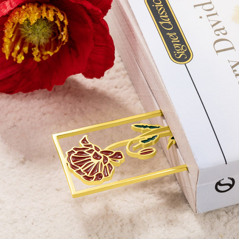 Custom Handmade Watercolor Birthday Flower Name Bookmark, Colorful Birthday Flower Stainless Steel Bookmark, Gift for Book Lovers/Readers
