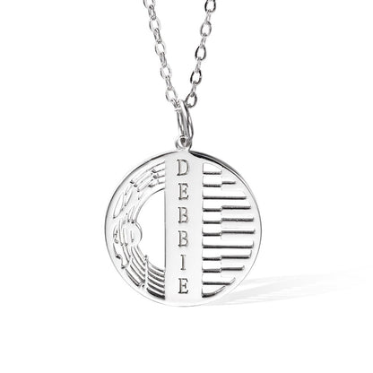 Custom Name Treble Clef Necklace, Engraved Piano Keyboard Notes Charm, Music Necklace, Music Teacher Gift, Gift for Pianist/Music lovers