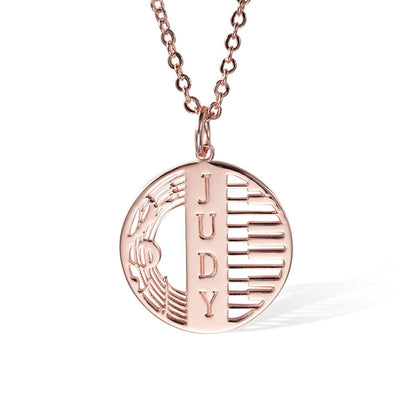 Custom Name Treble Clef Necklace, Engraved Piano Keyboard Notes Charm, Music Necklace, Music Teacher Gift, Gift for Pianist/Music lovers