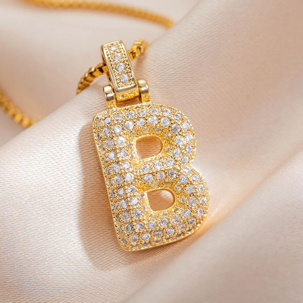 Custom Bubble Balloon Letter Necklace, Initial Necklace, Twisted Gold Chain, Women's Jewelry, Birthday/Valentine's Day Gift, Gift for Her/Girlfriends