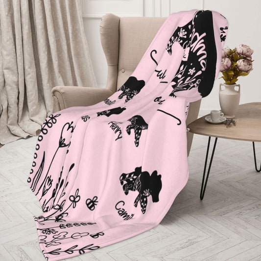 Personalized Mama Bear Flannel Fleece Blanket with Kids' Names, Soft Cozy Throw for Bed Couch, Birthday/Christmas/Mother's Day Gift for Mom/Grandma