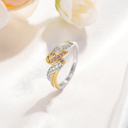 Custom I Am Enough to Defeat Breast Cancer Ring, Breast Cancer Awareness Ribbon Ring, Cancer Encouragement Gift, Cancer Survivor Ring Gifts for Women