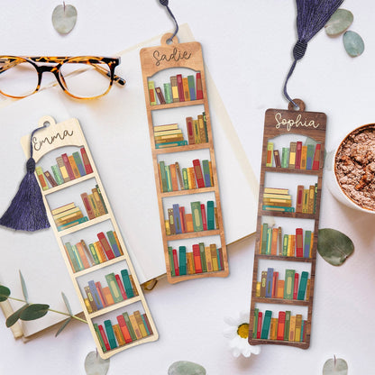 SHIPPING Personalized Name Bookshelf Bookmark, Bookmark Gift For Her, Gift For Book Lovers, Bookworm Gift