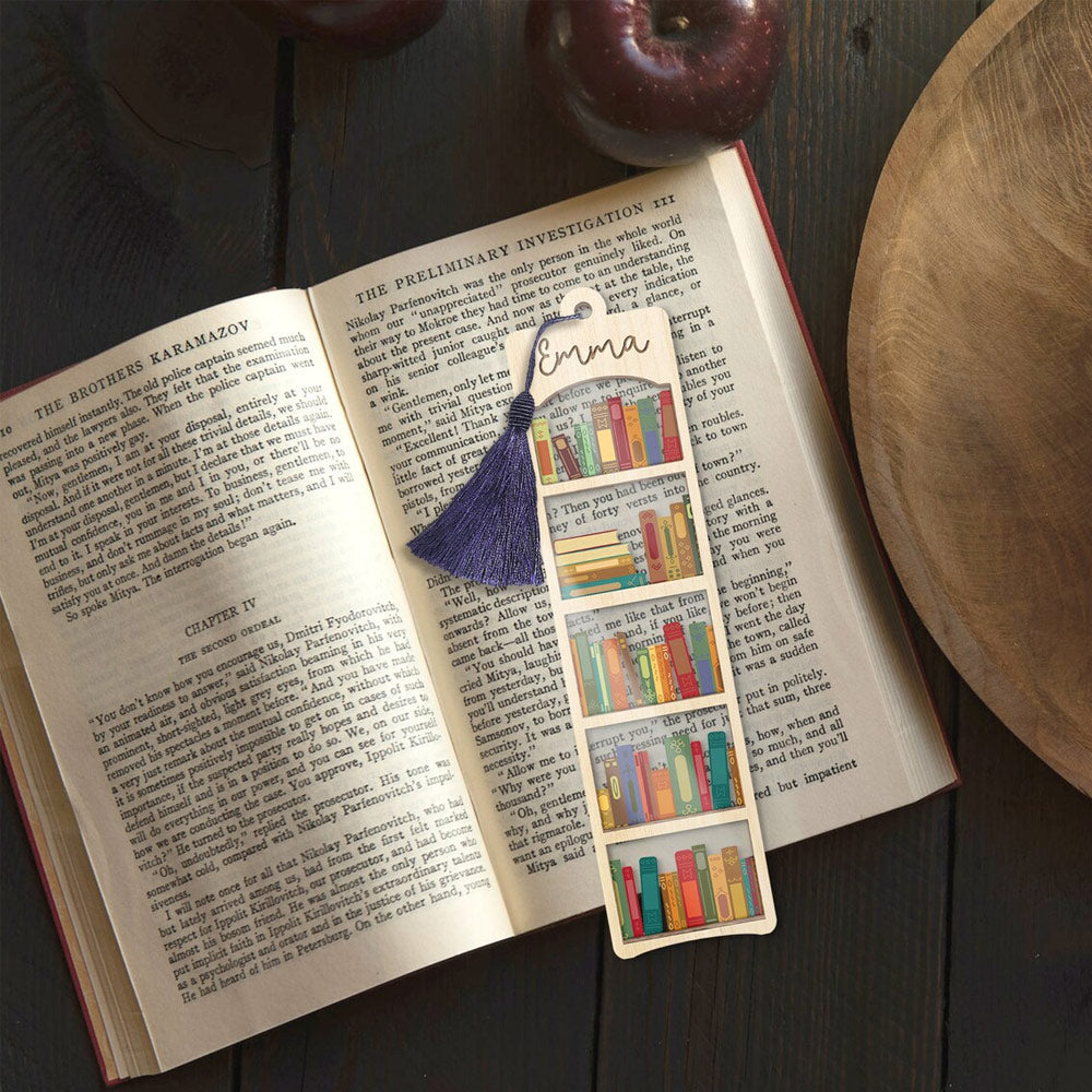 SHIPPING Personalized Name Bookshelf Bookmark, Bookmark Gift For Her, Gift For Book Lovers, Bookworm Gift