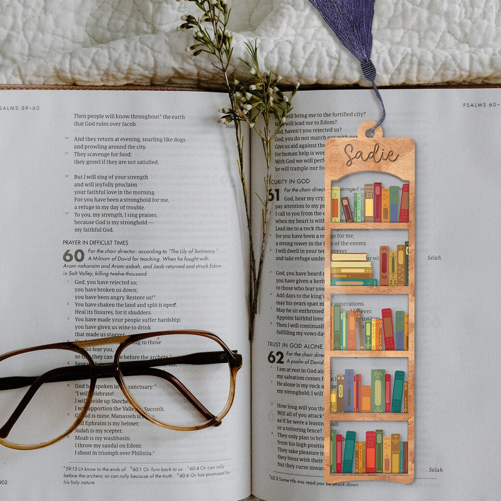 SHIPPING Personalized Name Bookshelf Bookmark, Bookmark Gift For Her, Gift For Book Lovers, Bookworm Gift