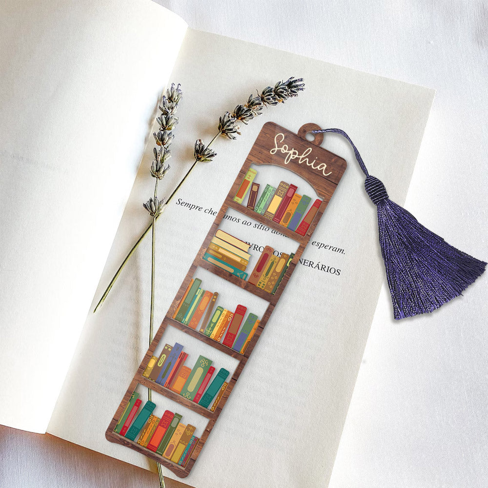 SHIPPING Personalized Name Bookshelf Bookmark, Bookmark Gift For Her, Gift For Book Lovers, Bookworm Gift