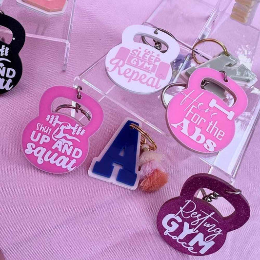 Funny Gym Sayings on A Keychain, Customizable Colors, Used for A Bag, Gym Bag, Backpack, Made with Acrylic